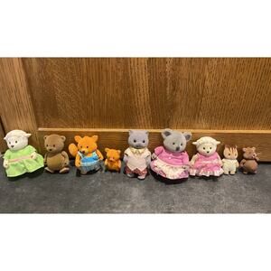 Vintage Calico Critters/Sylvanian Lot of 9 Foxs, Beaver, Cat, Lambs & Bears